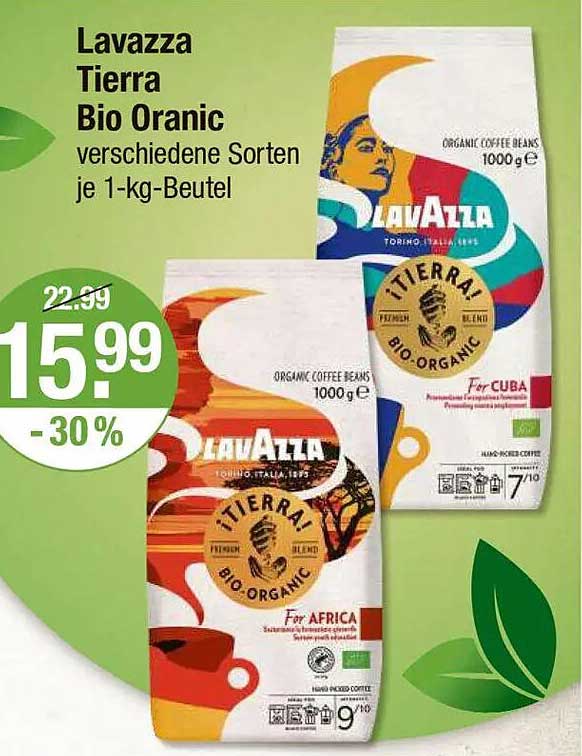 Lavazza Tierra Bio Oranic verschiedene Sorten je 1-kg-Beutel