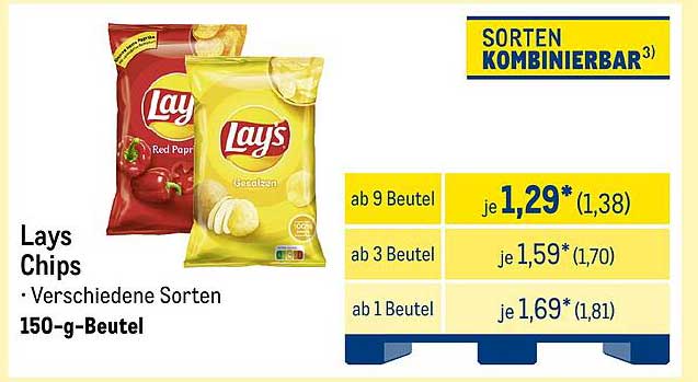 Lays Chips - Verschiedene Sorten (150-g-Beutel)