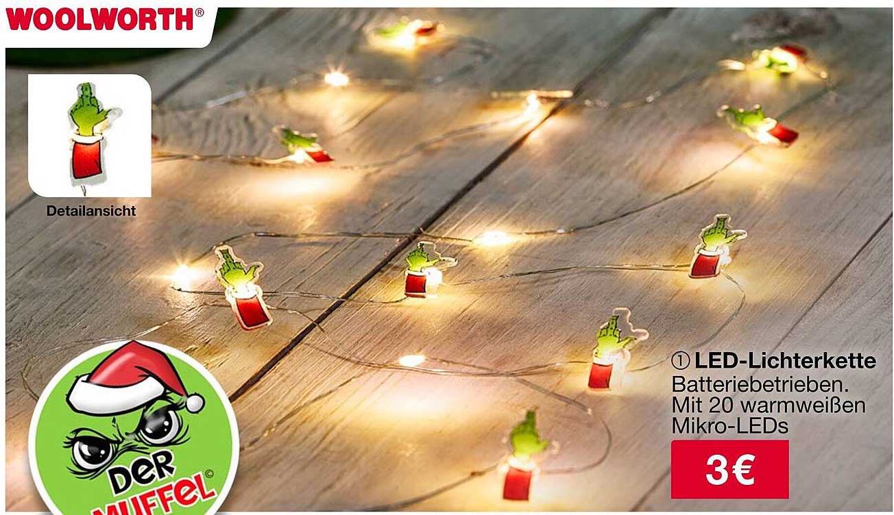 LED-Lichterkette - Batteriebetrieben mit 20 warmweißen Mikro-LEDs