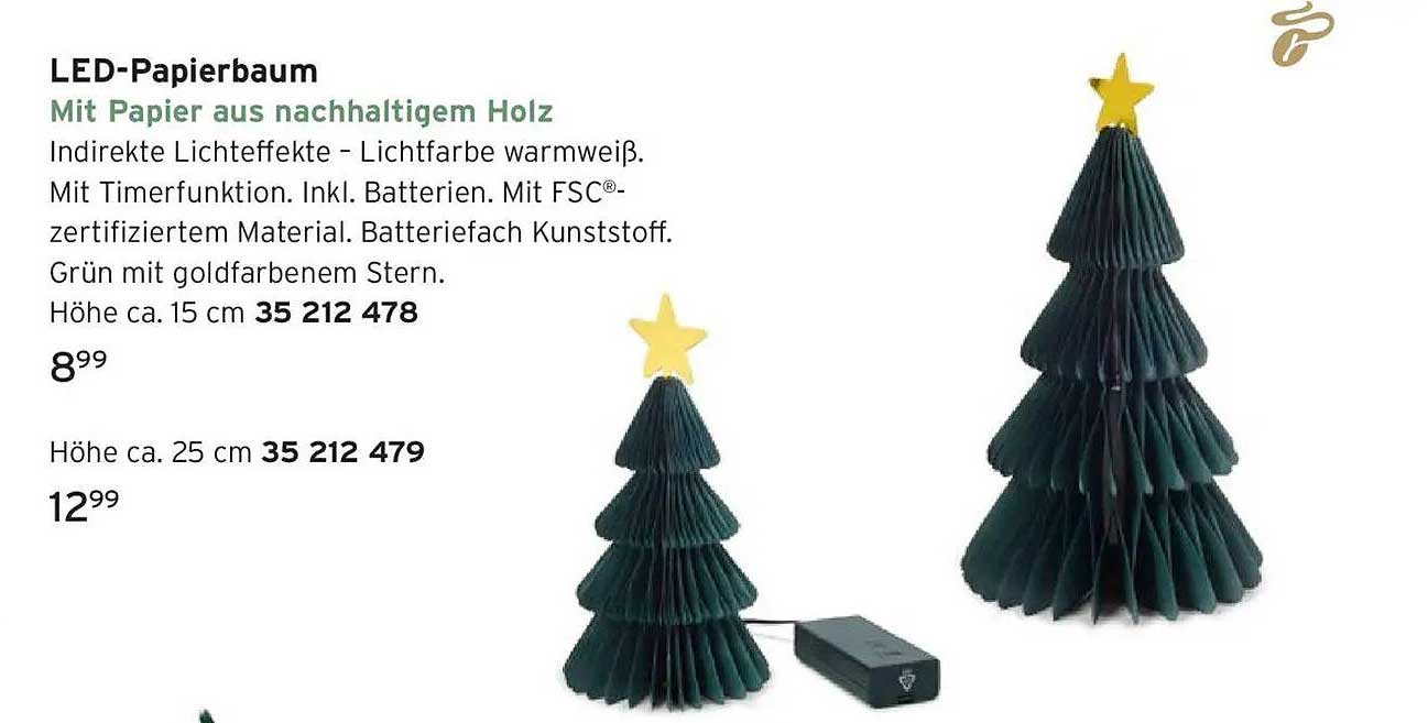 LED-Papierbaum aus nachhaltigem Holz