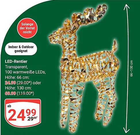 LED-Rentier Transparent mit 100 warmweißen LEDs