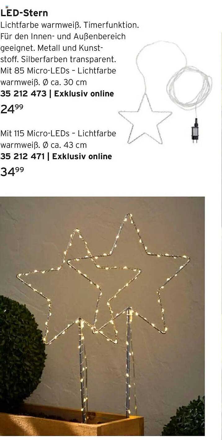 LED-Stern mit 85 und 115 Micro-LEDs - Lichtfarbe warmweiß