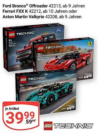 LEGO Technic Fahrzeuge: Ford Bronco® Offroader, Ferrari FXX K und Aston Martin Valkyrie