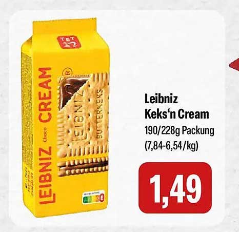 Leibniz Keks’n Cream 190/228g Packung