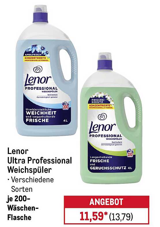 Lenor Ultra Professional Weichspüler - Verschiedene Sorten je 200-Wäschen-Flasche
