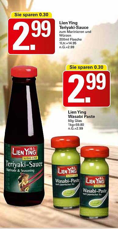Lien Ying Teriyaki-Sauce und Wasabi Paste