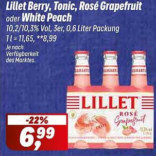 Lillet Berry, Tonic, Rosé Grapefruit oder White Peach – 0,6 Liter Packung