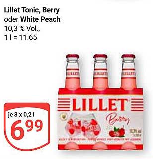 Lillet Tonic, Berry oder White Peach 0,6l (3 x 0,2l) für nur 6,99 €