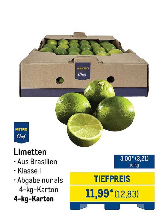 Limetten 4-kg-Karton aus Brasilien - Klasse I
