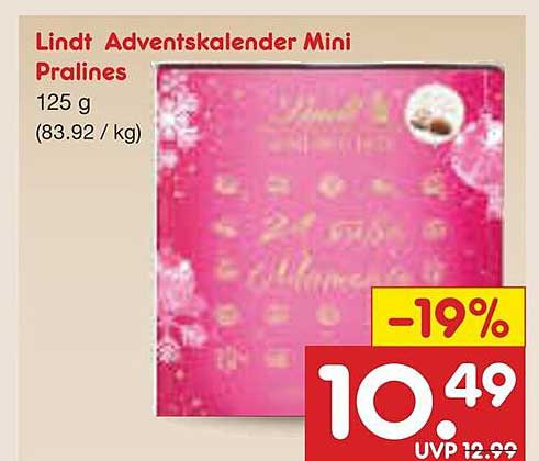 Lindt Adventskalender Mini Pralines 125 g
