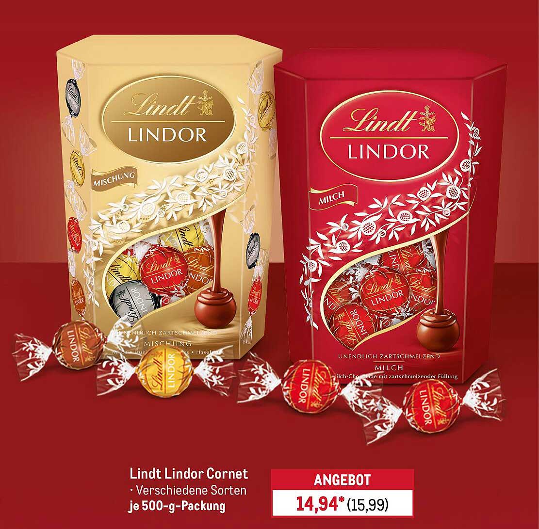 Lindt Lindor Cornet - Verschiedene Sorten je 500-g-Packung