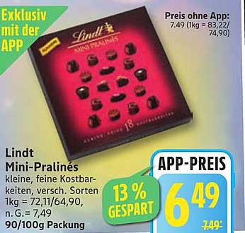 Lindt Mini-Pralines 90/100g Packung