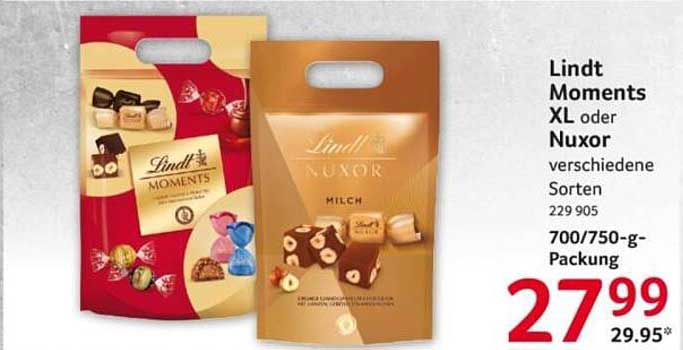 Lindt Moments XL oder Nuxor 700/750-g-Packung
