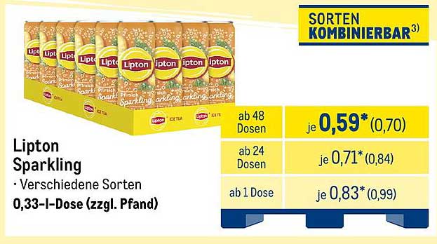 Lipton Sparkling - Verschiedene Sorten, 0,33-l-Dose (zzgl. Pfand)