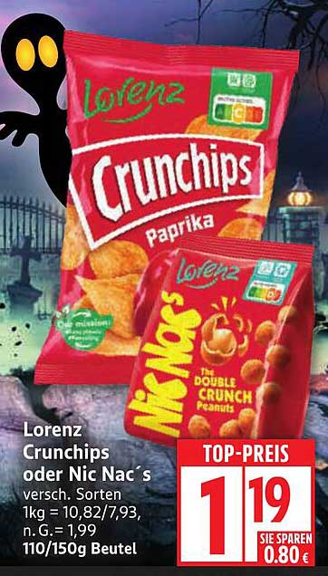 Lorenz Crunchips oder Nic Nac's - verschiedene Sorten