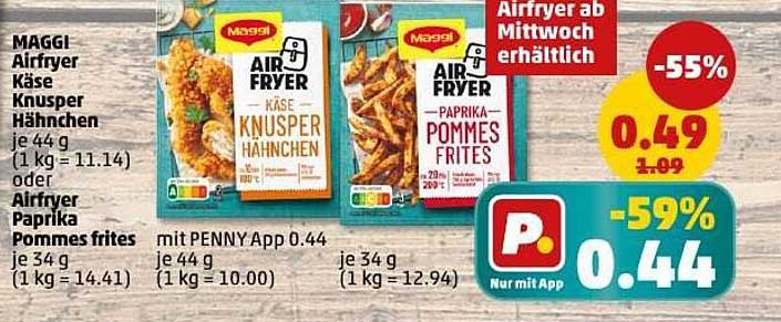 MAGGI Airfryer Käse Knusper Hähnchen und Paprika Pommes Frites