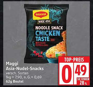 Maggi Asia-Nudel-Snacks Chicken Taste 62g Beutel