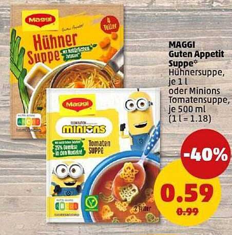 MAGGI Guten Appetit Suppe - Hühnersuppe oder Minions Tomatensuppe