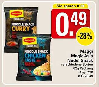 Maggi Magic Asia Nudel Snack – verschiedene Sorten 62g