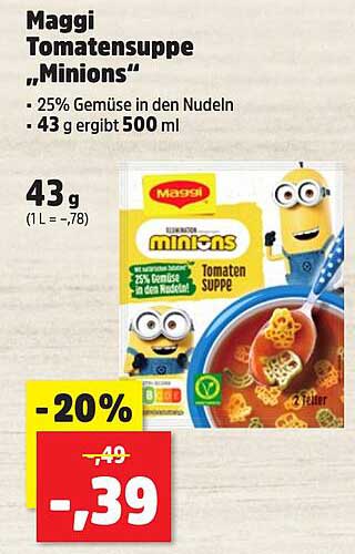 Maggi Tomatensuppe "Minions" - 20% Rabatt
