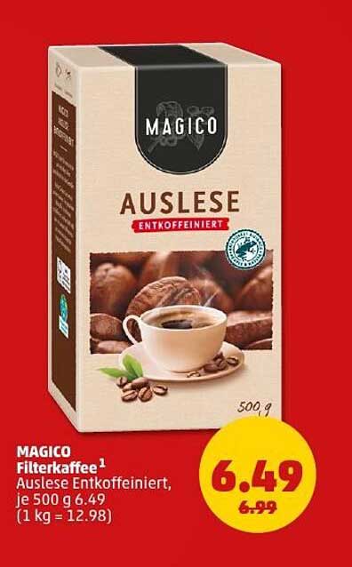 MAGICO Filterkaffee Auslese Entkoffeiniert, 500 g