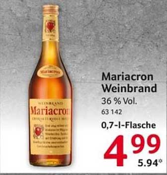 Mariacron Weinbrand 0,7 l für 4,99 €