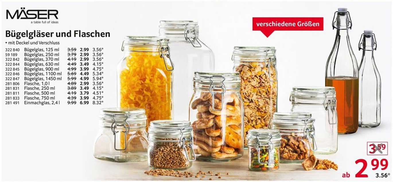 Mäser Bügelgläser und Flaschen - mit Deckel und Verschluss