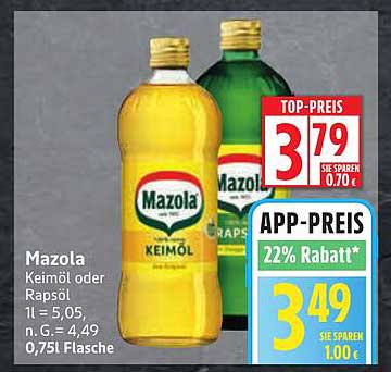 Mazola Keimöl oder Rapsöl 0,75l Flasche