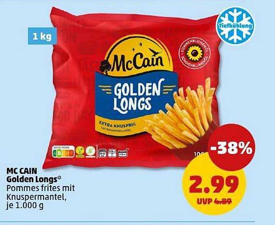 MC CAIN Golden Longs - Pommes frites mit Knuspermantel, 1 kg