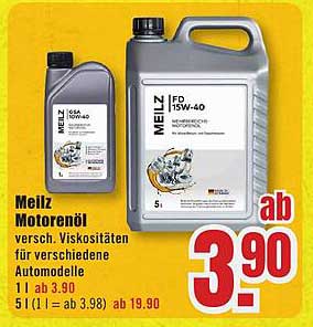 Meilz Motorenöl - verschiedene Viskositäten für verschiedene Automodelle