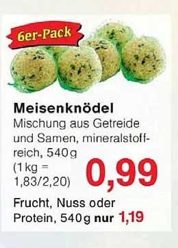 Meisenknödel 6er-Pack - Mischung aus Getreide und Samen, mineralstoffreich
