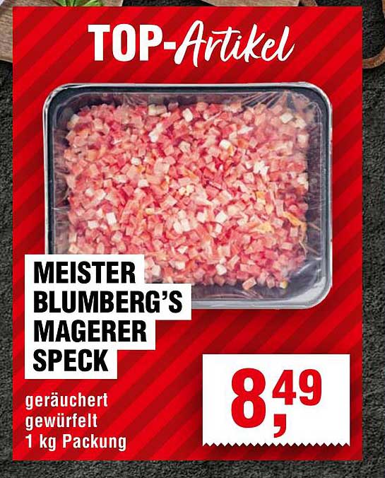 Meister Blumberg's Magerer Speck, geräuchert, gewürfelt, 1 kg Packung