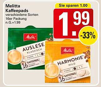 Melitta Kaffeepads verschiedene Sorten 16er Packung