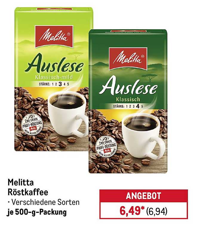 Melitta Röstkaffee - Klassisch und Klassisch-mild je 500-g-Packung