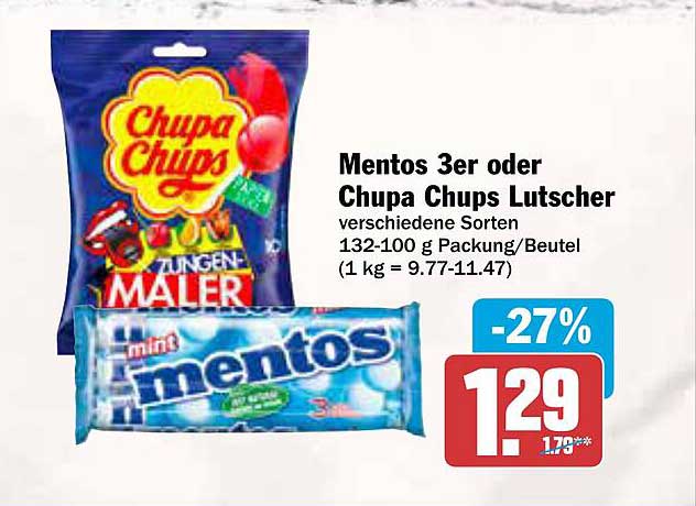 Mentos 3er oder Chupa Chups Lutscher verschiedene Sorten