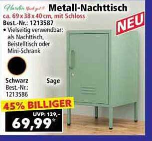 Metall-Nachttisch mit Schloss