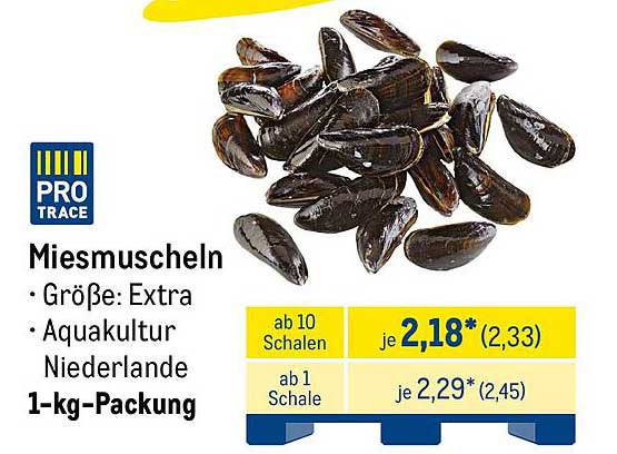 Miesmuscheln 1-kg-Packung - Extra Größe aus Aquakultur Niederlande