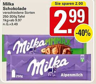 Milka Schokolade verschiedene Sorten 250-300g Tafel