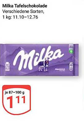 Milka Tafelschokolade - Verschiedene Sorten