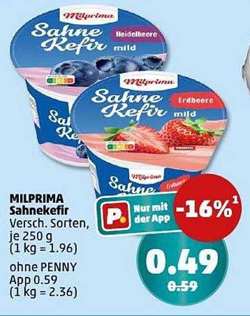 MILPRIMA Sahnekefir 250 g - Heidelbeere und Erdbeere
