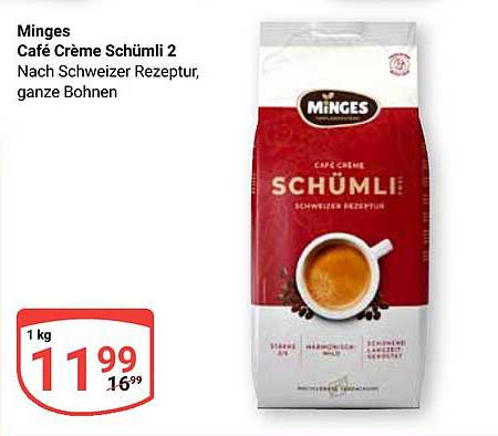 Minges Café Crème Schümli 2 – Nach Schweizer Rezeptur, ganze Bohnen