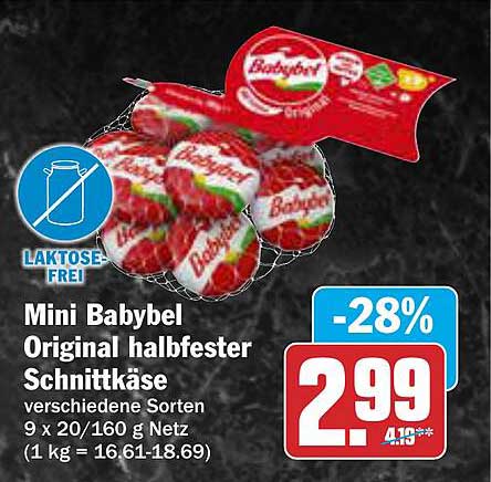 Mini Babybel Original halbfester Schnittkäse 9 x 20/160 g