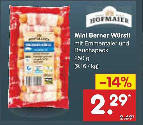 Mini Berner Würstl mit Emmentaler und Bauchspeck 250 g