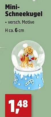 Mini-Schneekugel - verschiedene Motive, H ca. 6 cm
