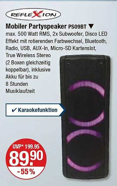 Mobiler Partyspeaker PS09BT