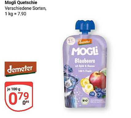 Mogli Quetschie - Blaubeere mit Apfel & Banane, 100% Frucht