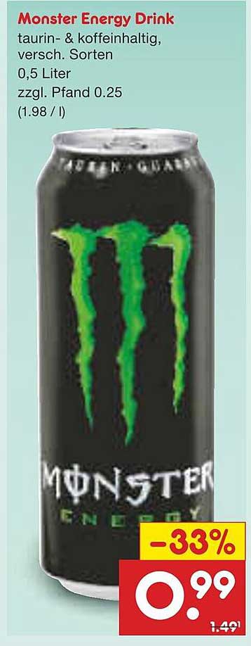 Monster Energy Drink 0,5 Liter – Jetzt für nur 0,99 €!
