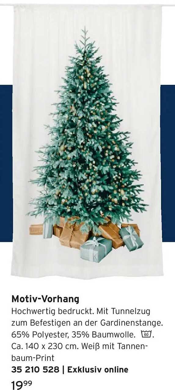 Motiv-Vorhang mit Tannenbaum-Print