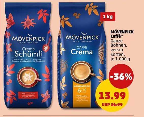 MÖVENPICK Caffè Ganze Bohnen, verschiedene Sorten, je 1.000 g