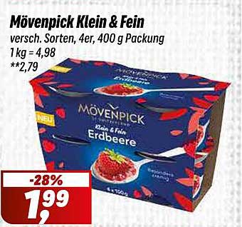 Mövenpick Klein & Fein Erdbeere, 4er Pack, 400 g